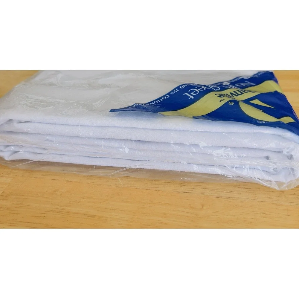 VTG 1970's Danville NOS No Iron Muslin White Twin Flat Sheet 66